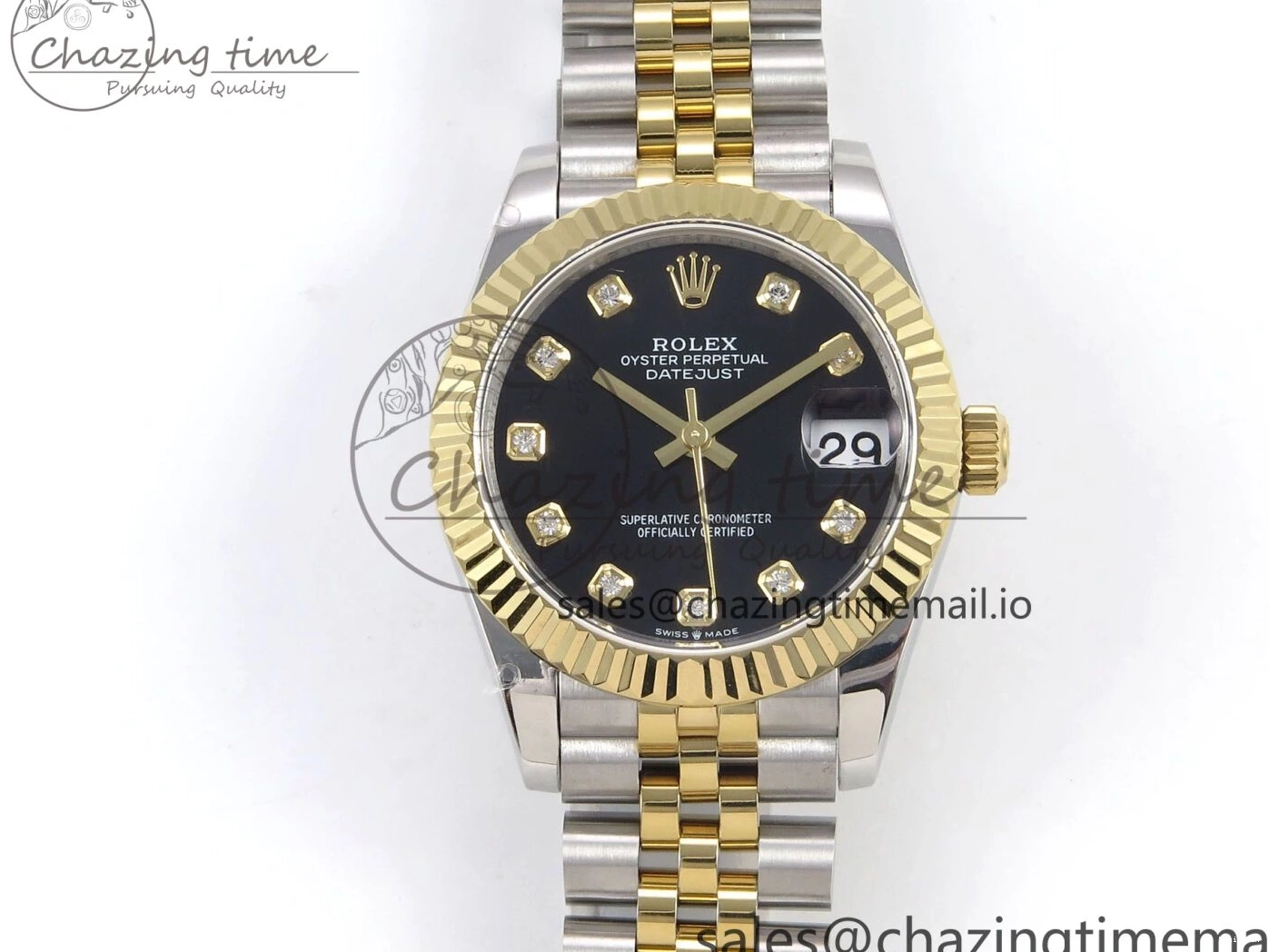 on SS Bracelet Black Best YG 904L A2824 1:1 Edition DateJust 31 Jubilee Steel 278273 Diamonds Dial GMF 0712